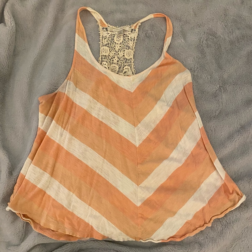 LC Lauren Conrad Pink and White Chevron Tank